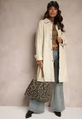 Płaszcze damskie - Beżowy Płaszcz Trencz z Paskiem w Talii i Kieszeniami Mailora - miniaturka - grafika 1
