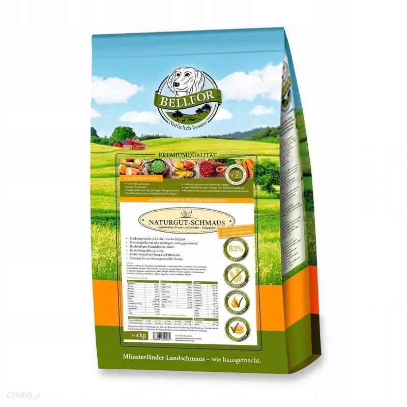 Owady z warzywami dla psa naturalne suplementy karma tłoczona na zimno Bellfor Naturgut Schmaus 4kg