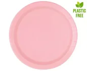 Naczynia i sztućce jednorazowe - Talerzyki papierowe jasnoróżowe 23cm 8szt - Godan - miniaturka - grafika 1