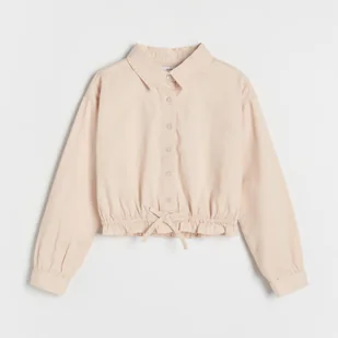 Reserved - Krótka koszula z wiązaniem - kremowy - Bluzki dla dziewczynek - miniaturka - grafika 1