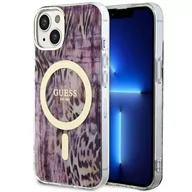 Etui i futerały do telefonów - Guess GUHMP14SHLEOPWP iPhone 14 6.1" różowy/pink hardcase Leopard MagSafe - miniaturka - grafika 1