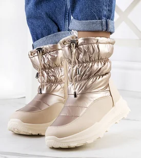 Złote śniegowce z ściągaczami Houle-38 - Botki damskie - miniaturka - grafika 1