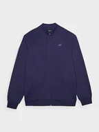 Bluzy sportowe męskie - Męska bluza dresowa rozpinana bez kaptura 4F 4FWMM00TSWSM1463 - granatowa - miniaturka - grafika 1