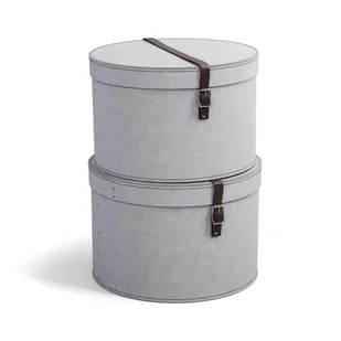 Jasnoszare kartonowe pojemniki z pokrywką zestaw 2 szt. ø 37,5x25,5 cm Rut – Bigso Box of Sweden - Pudła i pojemniki do przechowywania - miniaturka - grafika 1