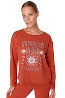 Koszulki i topy damskie - Trendyol Damska koszulka z dzianiny z nadrukiem średniej grubości - spodnie piżamowe zestaw, Brązowy, XS - miniaturka - grafika 1