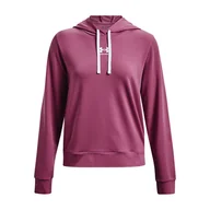 Koszulki i topy damskie - Damska Koszulka z długim rękawem UNDER ARMOUR RIVAL TERRY HOODIE 1369855-669 – Różowy - miniaturka - grafika 1