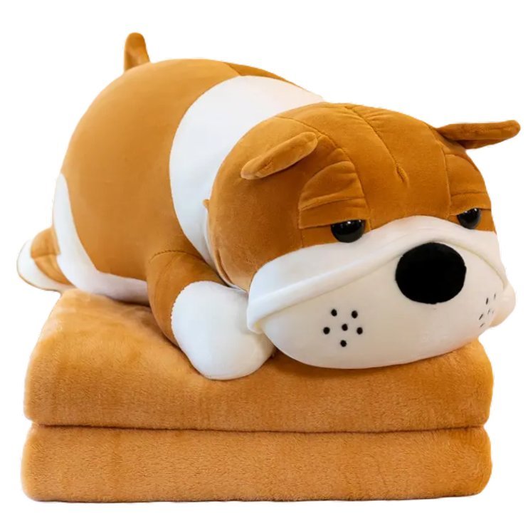 PIES BULDOG Z KOCYKIEM ZABAWKA PLUSZOWA PIESEK MASKOTKA 55cm