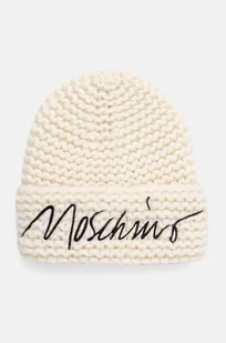 Moschino czapka wełniana kolor beżowy z grubej dzianiny wełniana M3170 65423 - Czapki damskie - miniaturka - grafika 1