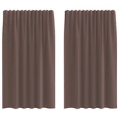 Zasłony - vidaXL Zasłony woalowe z kieszeniami na drążek 2 szt. Brązowe - miniaturka - grafika 1