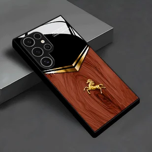 TEMU Wysokiej Klasy Etui na Telefon z Wzorem Złotego Konia na Brązowej Teksturze, Kompatybilne z Różnymi for samsung for galaxy, Włączając S25, S24, - Etui i futerały do telefonów - miniaturka - grafika 1