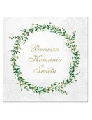 Pamiątka Pierwszej Komunii Świętej - PAW Serwetki komunijne Pierwsza Komunia Święta z wieńcem - 33 cm - 20 szt SDL151200 - miniaturka - grafika 1