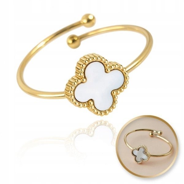 ECARLA pierścionek ze stali chirurgicznej platerowanej złotem PST952