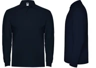 Koszulki męskie - Koszulka POLO Męska Długi Rękaw Bawełna PIQUE ROLY 6635 GRANAT Navy XL - miniaturka - grafika 1