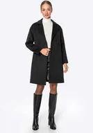 Płaszcze damskie - Dwurzędowy płaszcz damski z wełny czarny - miniaturka - grafika 1