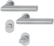 Klamki - Amsterdam - Komplet klamek WC ze stali nierdzewnej na płaskiej rozecie Compact - miniaturka - grafika 1