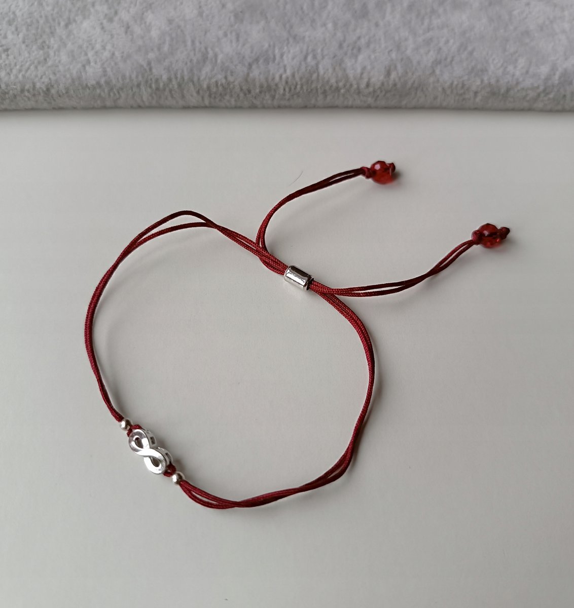 Regulowana Bordowa Kabała Bransoletka Znak Nieskończoności Stal