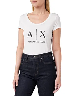 Armani Exchange Koszulka damska z logo Ss, biały, XS - Koszulki i topy damskie - miniaturka - grafika 1