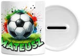 Skarbonka Piłka Nożna Z Napisem Nadrukiem Prezent Urodziny Zatyczka Na Dole - Skarbonki - miniaturka - grafika 1