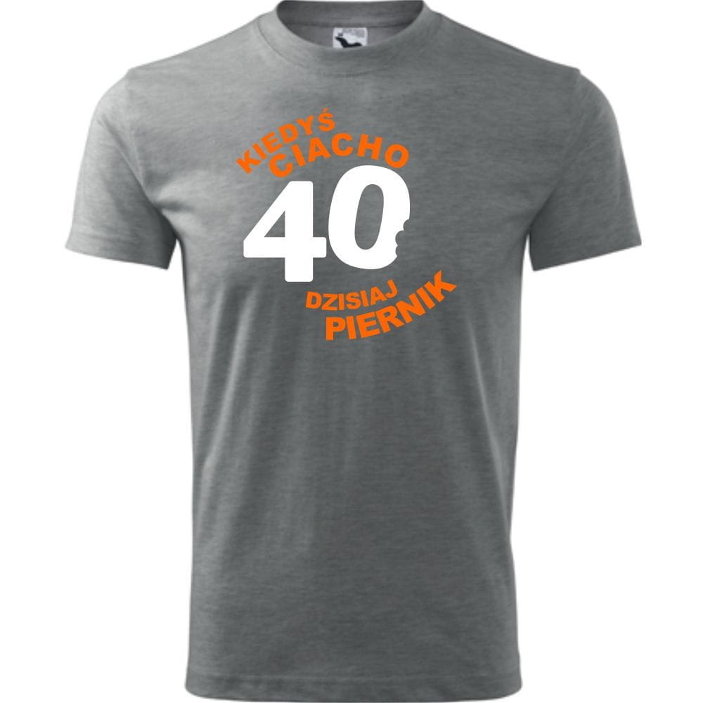 Męska Koszulka Nadruk kiedyś ciacho, dzisiaj piernik 40 na Prezent Urodziny ciemnoszary melanż XL