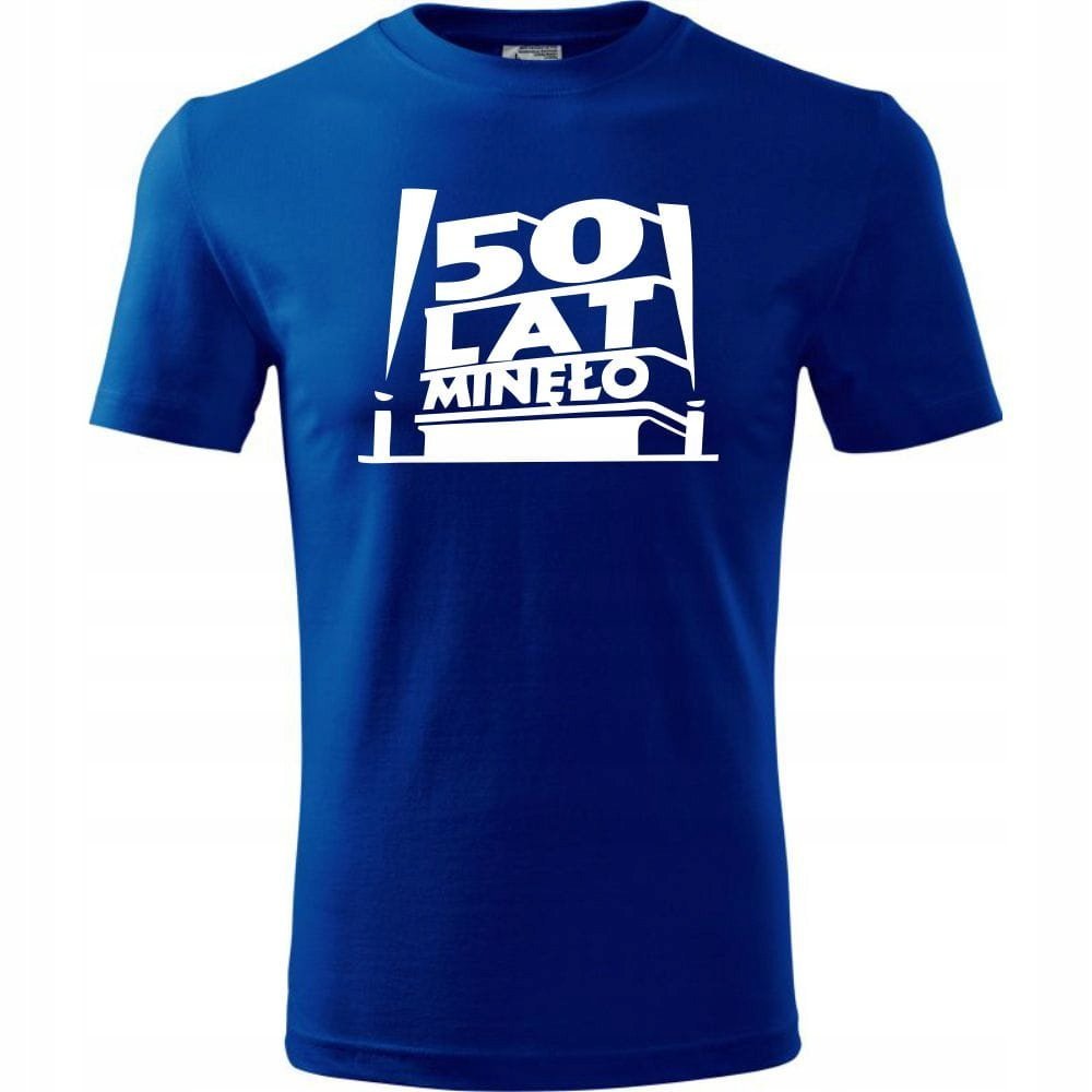 Męska Koszulka z Nadrukiem 50 lat minęło Idealny Prezent na 50 Urodziny niebieski XXL