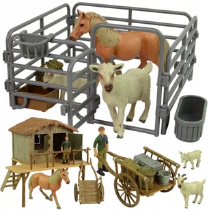 DUŻA FARMA ZE ZWIERZĘTAMI DLA DZIECI ZABAWKA ZAGRODA GOSPODARSTWO + FARMER - Figurki dla dzieci - miniaturka - grafika 1