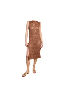 Vestito lungo in maglia traforata Donna BIKINI MIMA smanicato con spacco - Sukienki - miniaturka - grafika 1