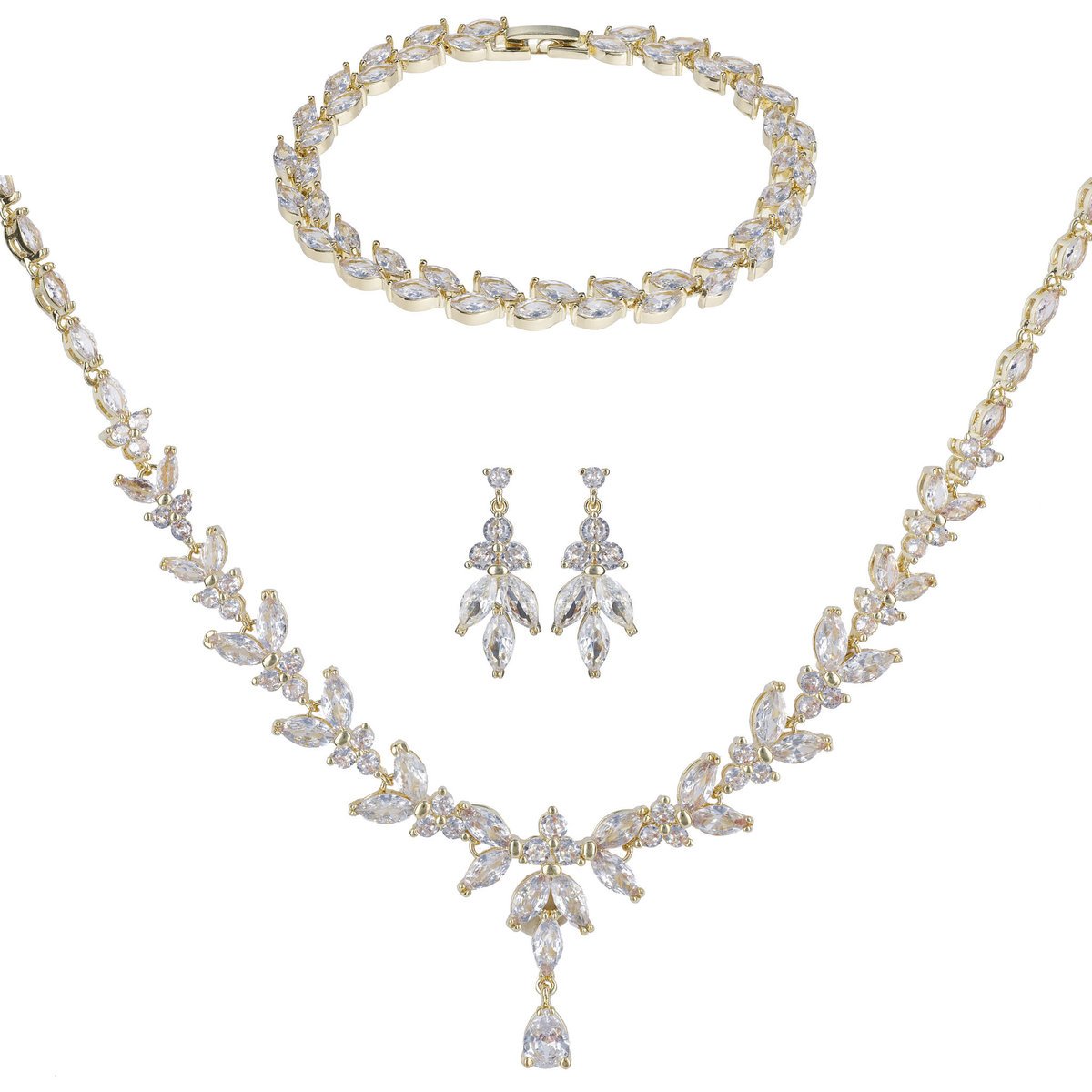 Komplet złotej biżuterii ślubnej cyrkonia sześcienna, złota CANDE