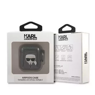 Karl Lagerfeld KLA2UKHGK AirPods cover czarny/black Glitter Karl`s Head - Akcesoria do słuchawek - miniaturka - grafika 3