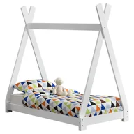 Łóżka dla dzieci i młodzieży - [en.casa] Łóżko dziecięce 70x140cm białe w stylu tipi wykonane z drewna sosnowego łóżko młodzieżowe łóżko drewniane łóżko do domu łóżko - miniaturka - grafika 1