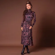 Sukienki - Rozkloszowana sukienka z golfem - miniaturka - grafika 1