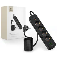 Listwy zasilające - Listwa TECH-PROTECT PCL4X3 (2 m) Czarny - miniaturka - grafika 1