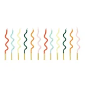 Urodziny dla dorosłych - PartyDeco Świeczki urodzinowe zakręcone Tęcza 14cm mix 12szt - miniaturka - grafika 1