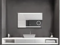 Lustra - Lustro łazienkowe z oświetleniem Lustro ścienne Talos King 100 x 60 cm - Podświetlane lustro toaletowe - Wbudowany zegar cyfrowy - Wysokiej jakości aluminiowa rama z przełącznikiem dotykowym - Podświetlane lustro z neutralnym białym światłem - Lustro łazienkowe z podświetlanymi wycięciami na światło - miniaturka - grafika 1