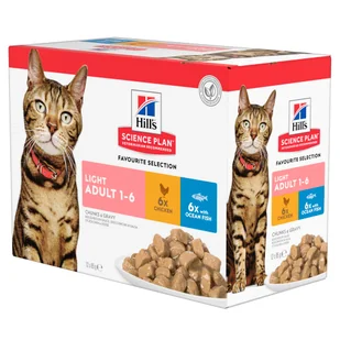 Hill`s Science Plan Korzystny zestaw Feline Adult Light, 12 x 85 g - Mięso i ryba - Mokra karma dla kotów - miniaturka - grafika 4