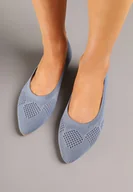 Baleriny - Niebieskie Balerinki z Ozdobną Perforacją i Noskiem Typu Migdałek Sadevare - miniaturka - grafika 1