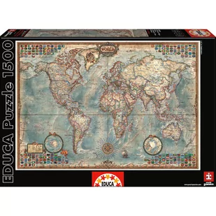 Lider Serwis Zbigniew Raszka Puzzle 1500 Świat mapa stylizowana polityczna - Puzzle - miniaturka - grafika 1