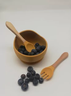 Zestaw Miseczka z przyssawką łyżka widelec BLW SILIKON PREZENT #cool_items - Miseczki i talerzyki dla dzieci - miniaturka - grafika 1