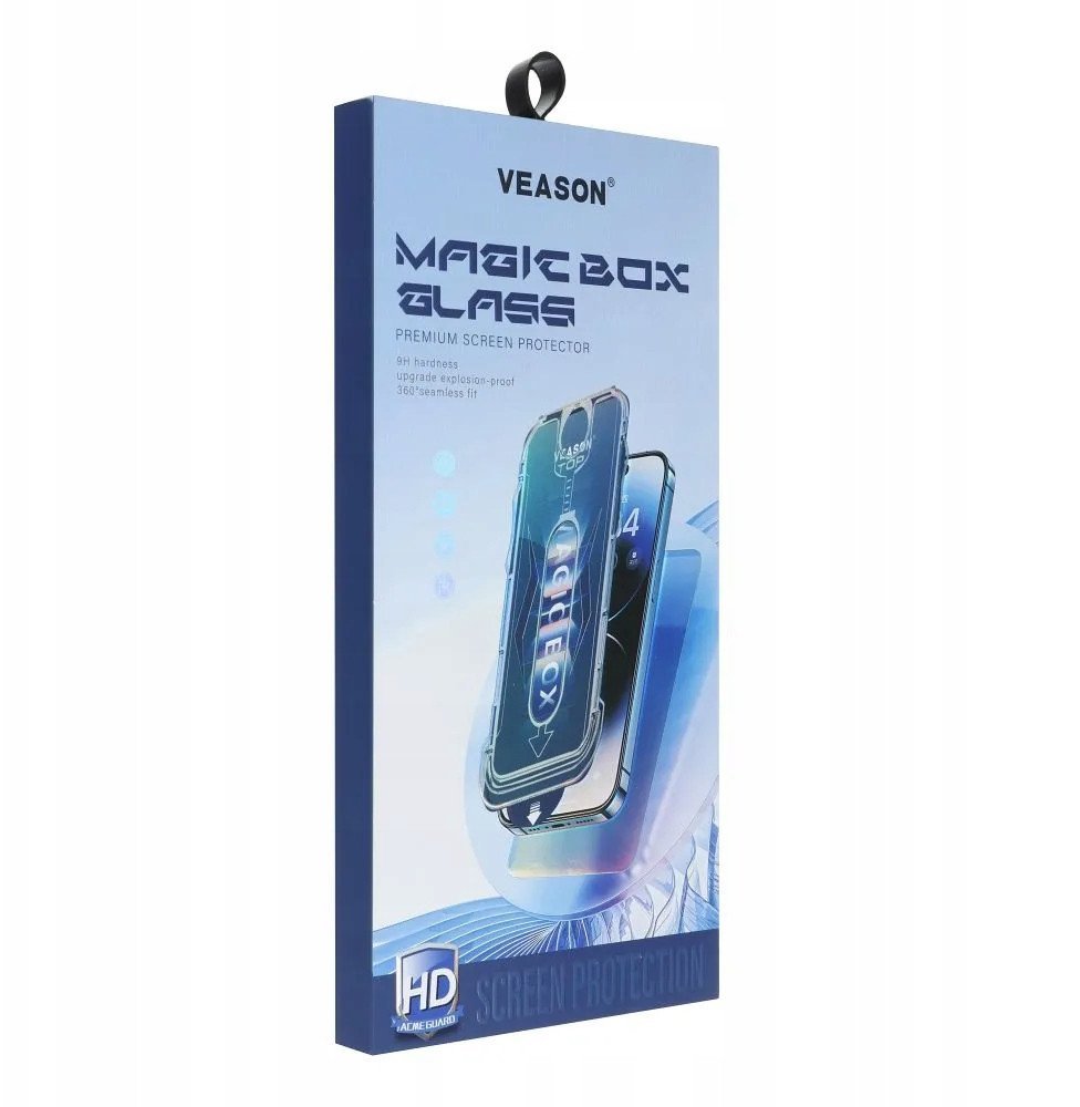 Szkło Hartowane 6D Pro Veason Easy-Install Glass + Aplikator - do Iphone 16 Plus czarny