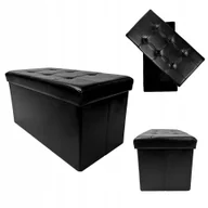 Pufy i podnóżki - Pufa Tapicerowana Siedzisko Schowek Perfect Duo Ekoskóra Pikowana Czarna - miniaturka - grafika 1