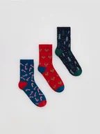 Skarpetki dla dzieci - Reserved - Świąteczne skarpetki 3 pack - niebieski - miniaturka - grafika 1