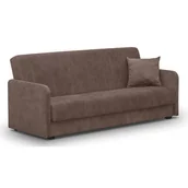 Sofy i kanapy - Wersalka Rozkładana Sofa Z Funkcją Spania Dwuosobowa Welur Brąz PORTO - miniaturka - grafika 1