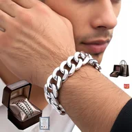 Bransolety męskie - Srebrna BRANSOLETA Męska DIAMENTOWANA 11mm Pancerka SREBRO pr. 925 PEŁNA - miniaturka - grafika 1