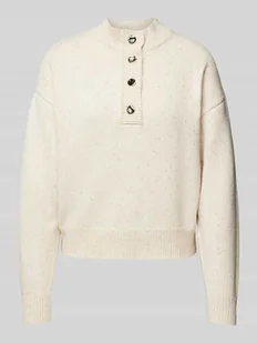 Sweter z dzianiny o kroju regular fit z wełną i efektowną przędzą model ‘NALIMA’ - Swetry damskie - miniaturka - grafika 1