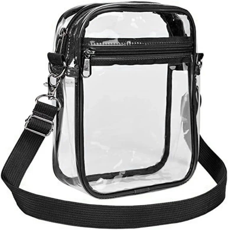 Przezroczysta torba crossbody PVC czarna L na koncert i festiwal