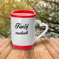 Kubki - Kubek z czerwoną, silikonową pokrywką z Twoim nadrukiem - miniaturka - grafika 1