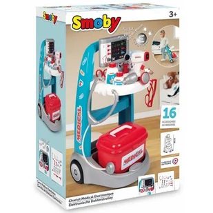 SMOBY Elektroniczny Wózek Medyczny Lekarski 16 akcesoriów - Zabawy w naśladowanie dorosłych - miniaturka - grafika 1