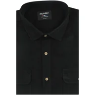 Koszule męskie - Koszula Męska Sztruksowa Codzienna Casual gładka czarna z długim rękawem w kroju REGULAR Modely H790 - miniaturka - grafika 1