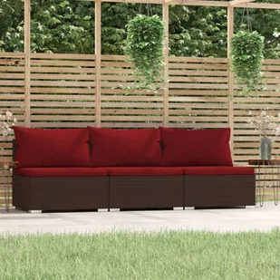 Lumarko 3-osobowa sofa ogrodowa z poduszkami, polirattan, brązowa - Sofy ogrodowe - miniaturka - grafika 1