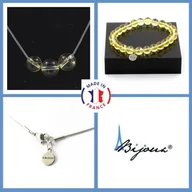 Bransoletki - Kamienie i minerały. Komplet biżuterii Bransoletka Naszyjnik 3 Koraliki Cytrynowe 8 mm. Łańcuszek stalowy Możliwość dostosowania rozmiaru. - miniaturka - grafika 1