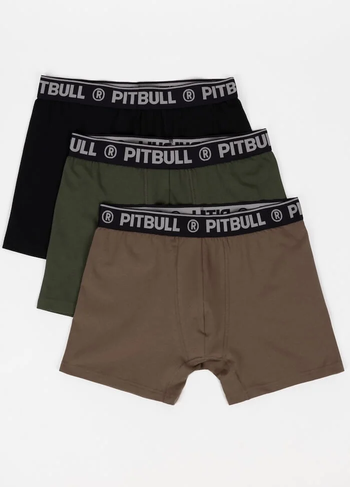 Bokserki PIT BULL CASUAL brązowo/oliwkowo/czarne komplet 3 sztuk